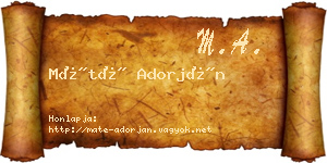 Máté Adorján névjegykártya